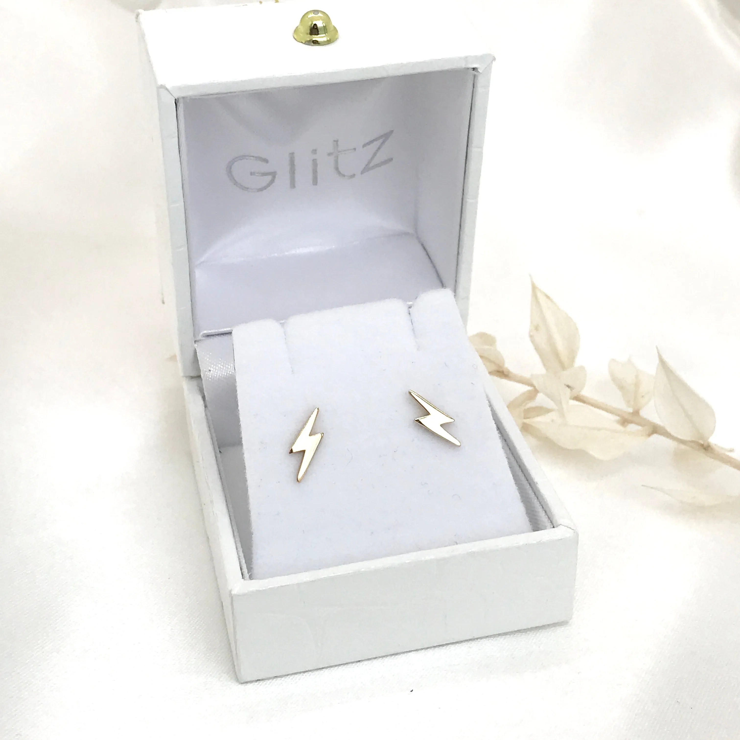 10k Gold Thunderbolt Stud Earrings