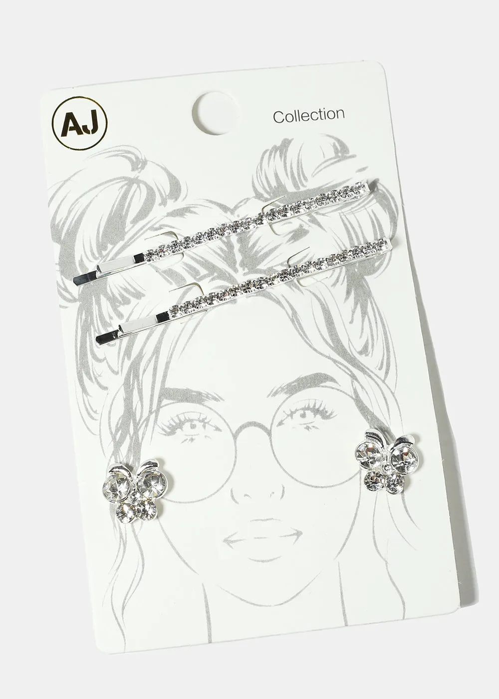 2-Piece Rhinestone-Studded Hairpin & Earring Set