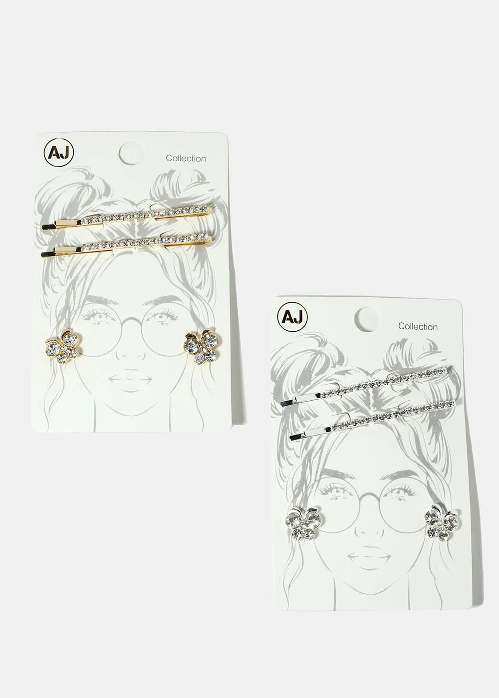 2-Piece Rhinestone-Studded Hairpin & Earring Set