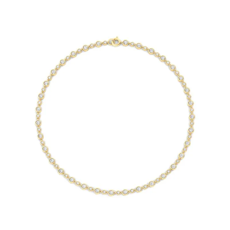 Alternating Bezel-Set Diamond Anklet Chain