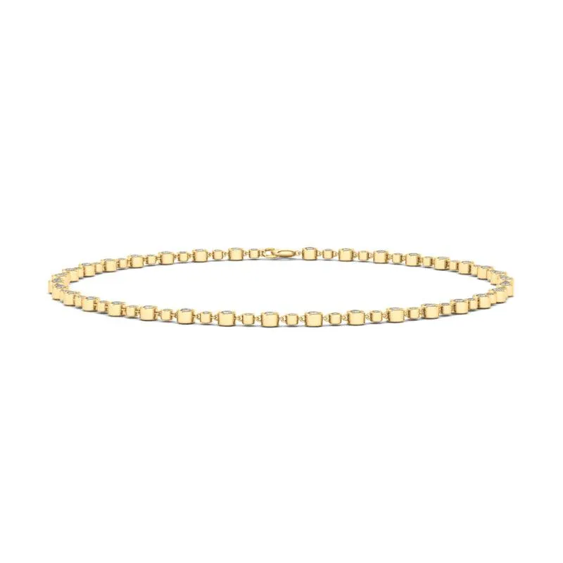 Alternating Bezel-Set Diamond Anklet Chain