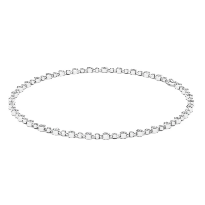 Alternating Bezel-Set Diamond Anklet Chain