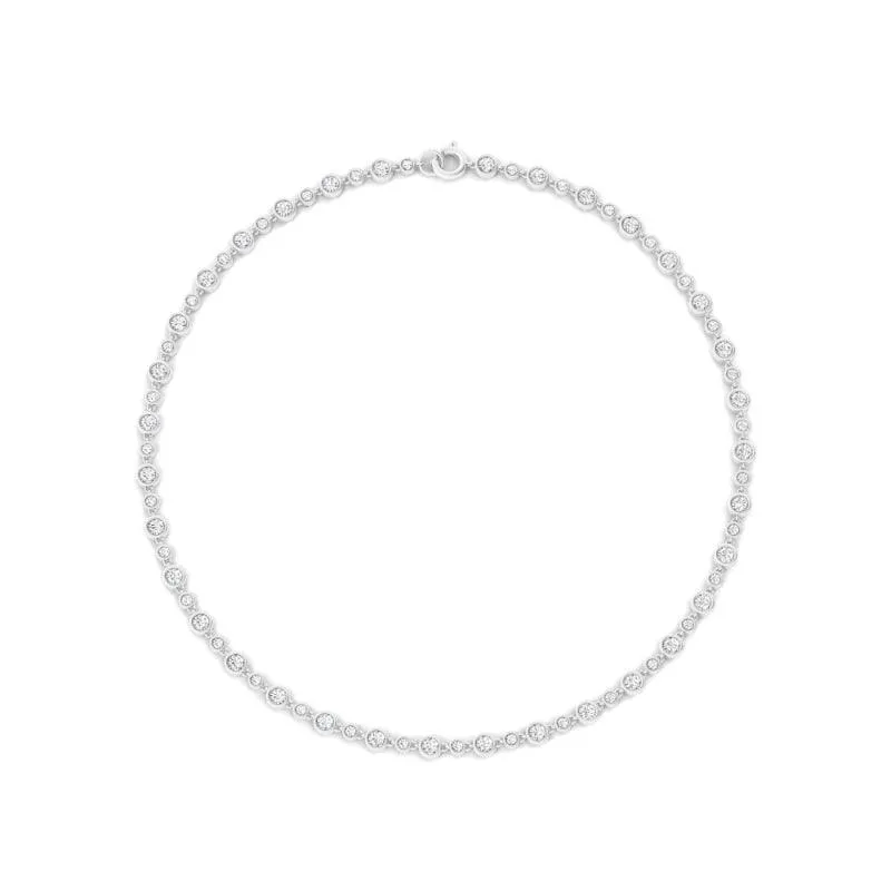 Alternating Bezel-Set Diamond Anklet Chain