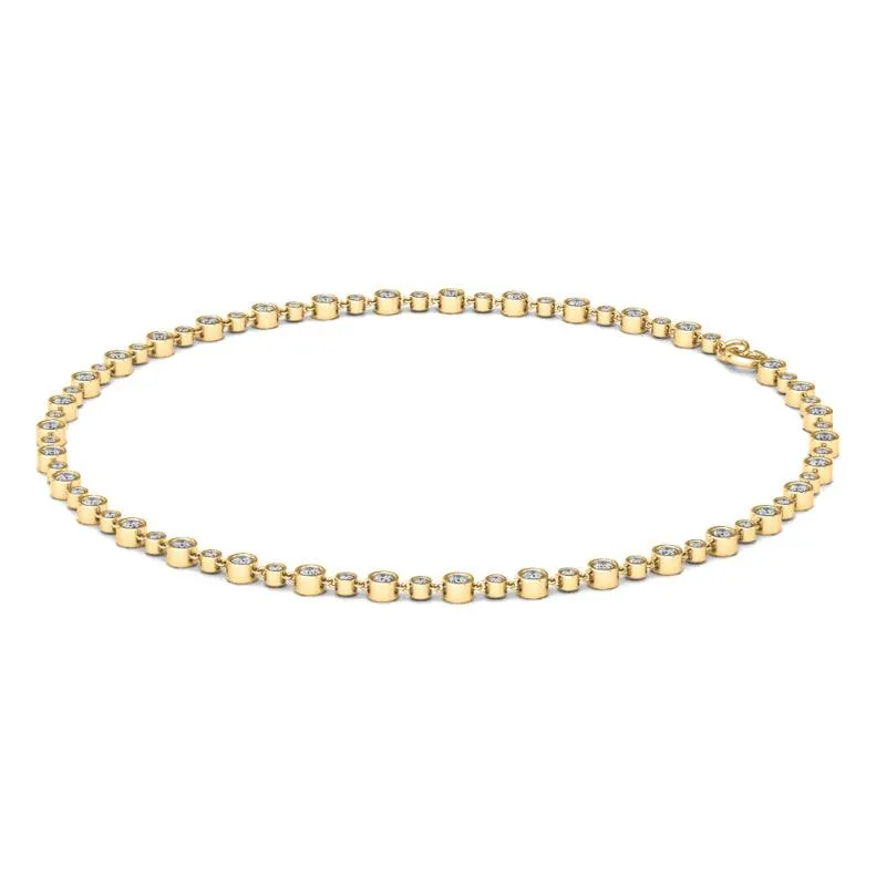 Alternating Bezel-Set Diamond Anklet Chain