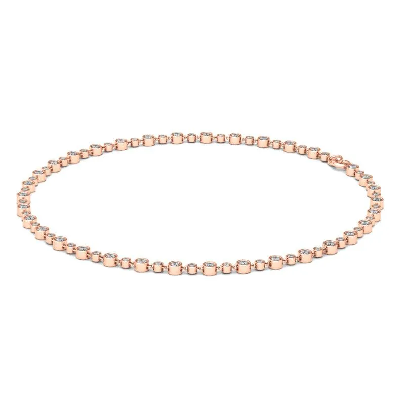 Alternating Bezel-Set Diamond Anklet Chain