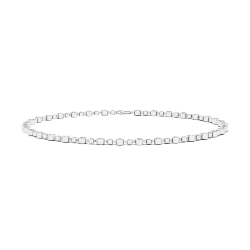 Alternating Bezel-Set Diamond Anklet Chain