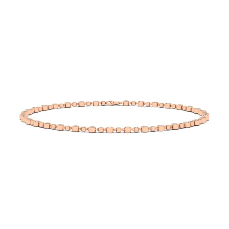 Alternating Bezel-Set Diamond Anklet Chain