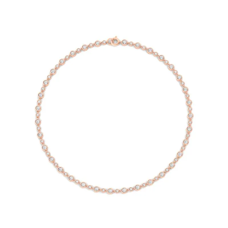 Alternating Bezel-Set Diamond Anklet Chain