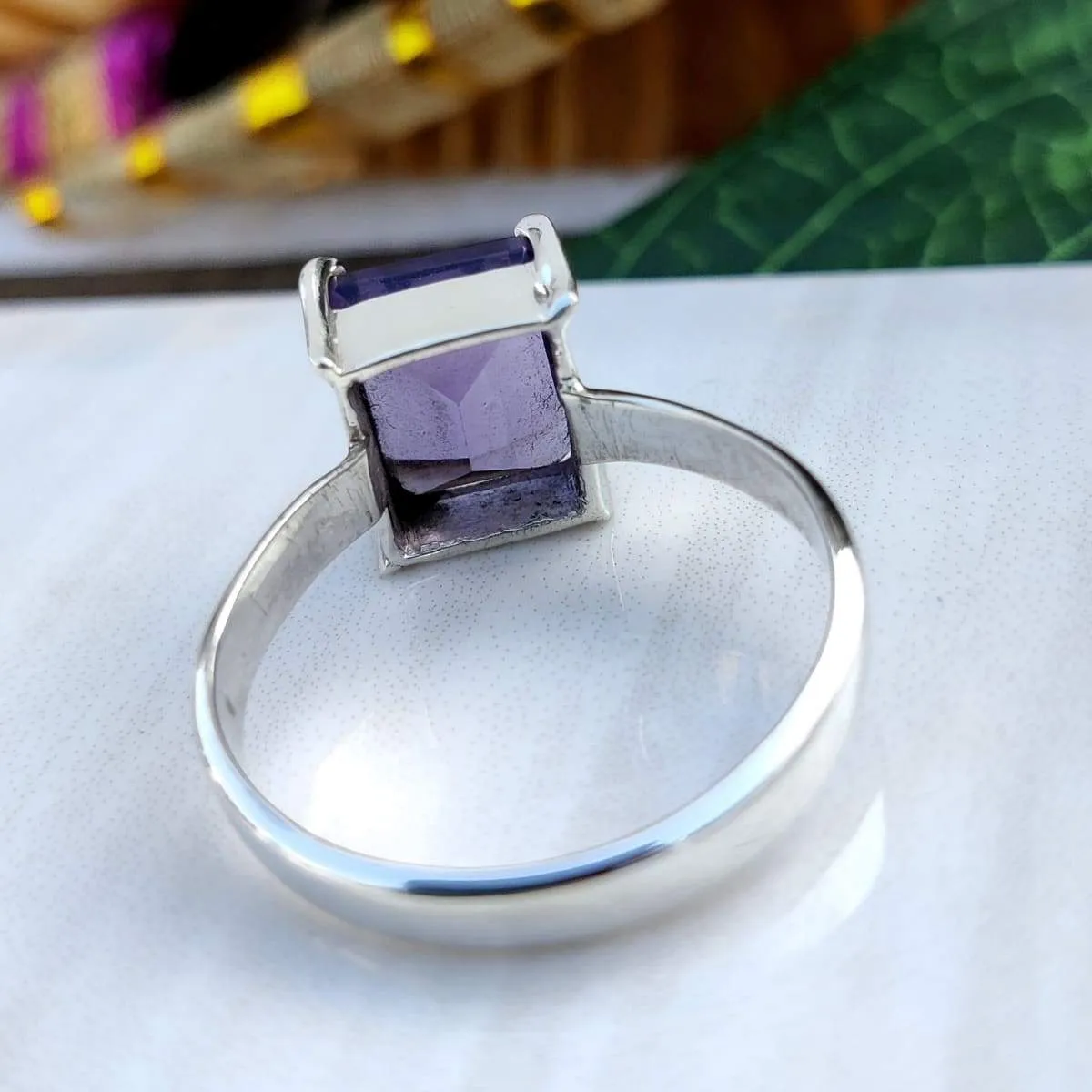 Amethyst prong set ring, 925 sterling silver ring, wedding ring, Amethyst ring, Faceted Amethyst silver ring, gift for her, February Birthstone Ring