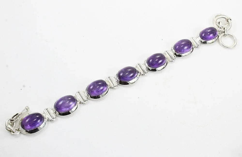 Amethyst sterling silver bracelet, Amethyst bracelet, Chain amethyst bracelet, February birthstone Bracelet, 925 Silver Jewelry