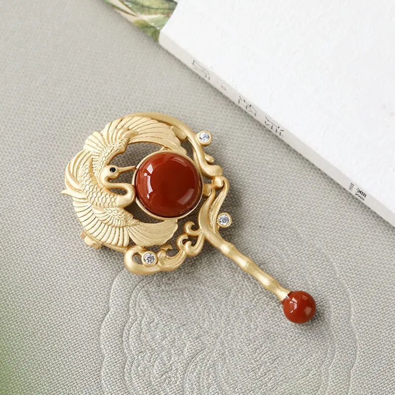 Ancient Gold Red Tourmaline Brooch