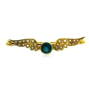 Antique Edwardian Tourmaline 15ct Gold Brooch