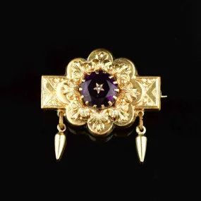 Antique Victorian Amethyst Star Pinchbeck Brooch