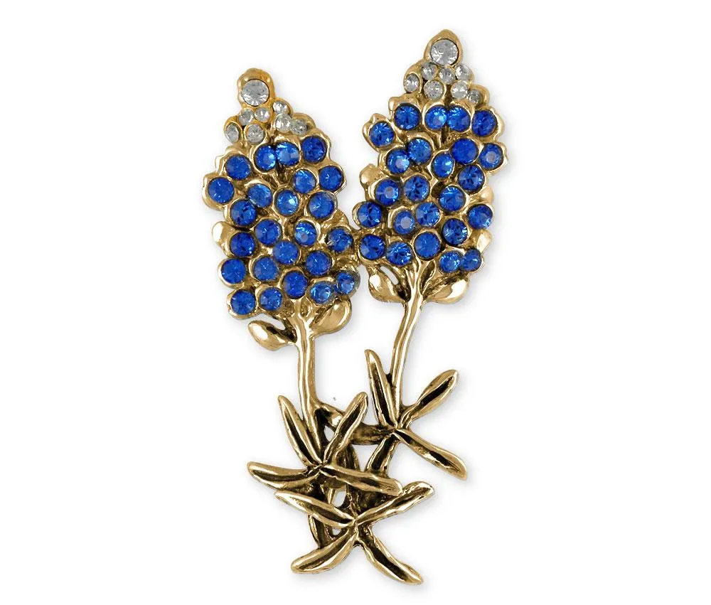 Bluebonnet Brooch Pin Jewelry 14k Gold Handmade Texas Wildflower Brooch Pin BB20-PNG