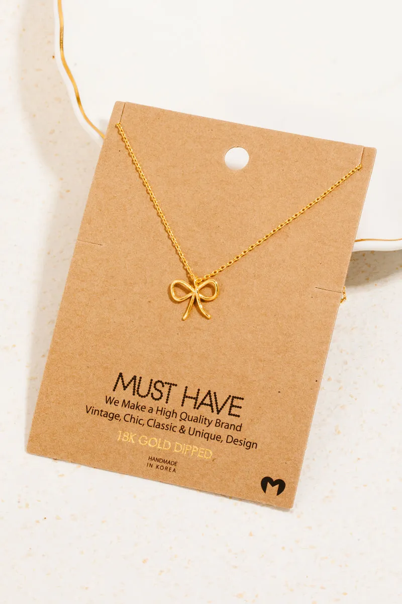 Bow Pendant Necklace - Gold