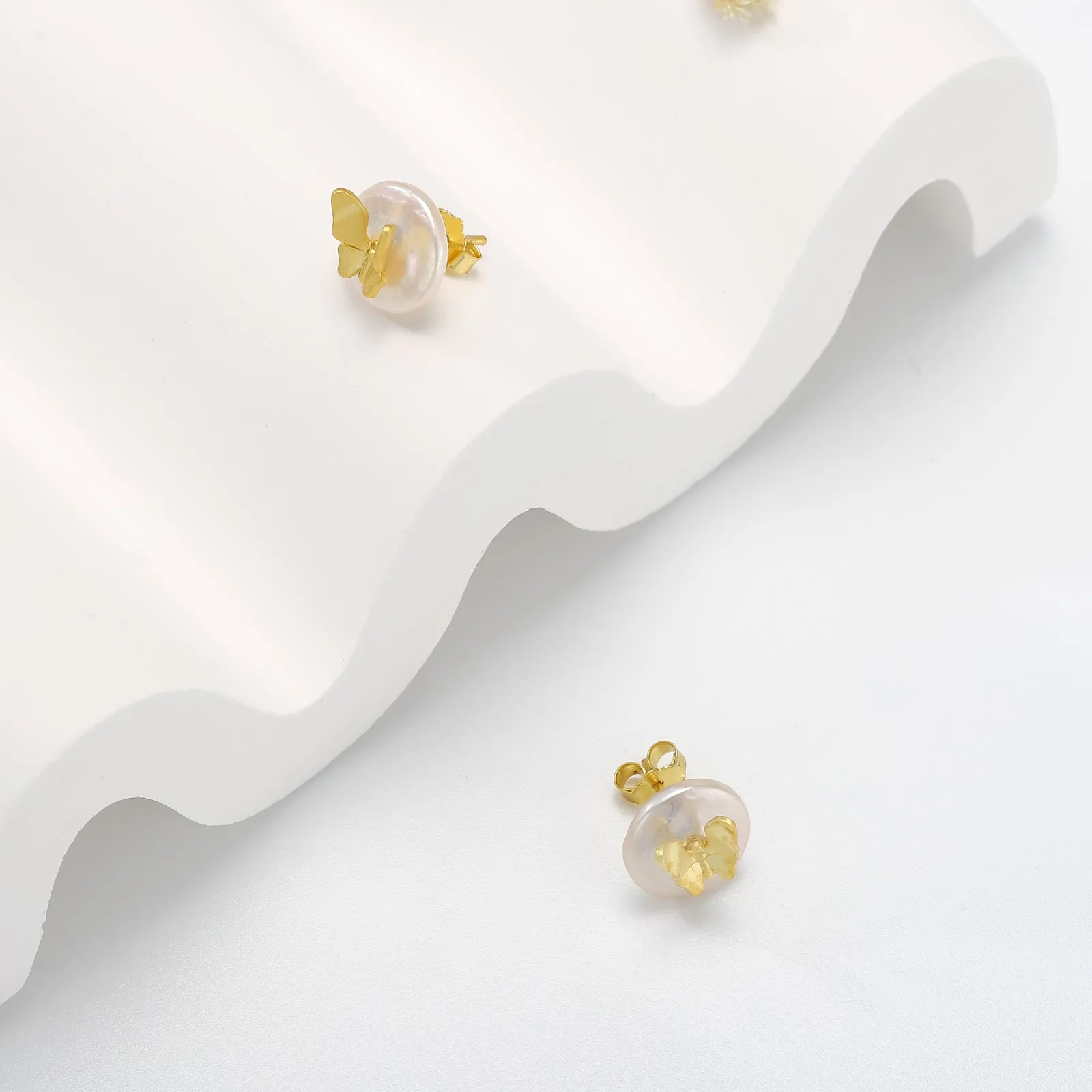 Butterfly Pearl Stud Earrings