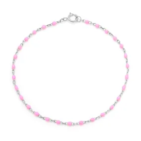 Candy Chain Anklet | Bubblegum & Silver