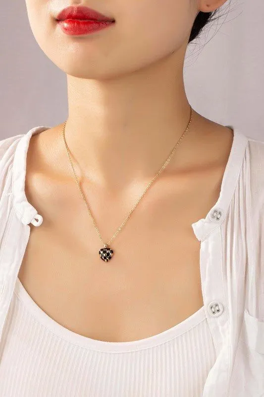 Checker Heart Pendant Necklace all