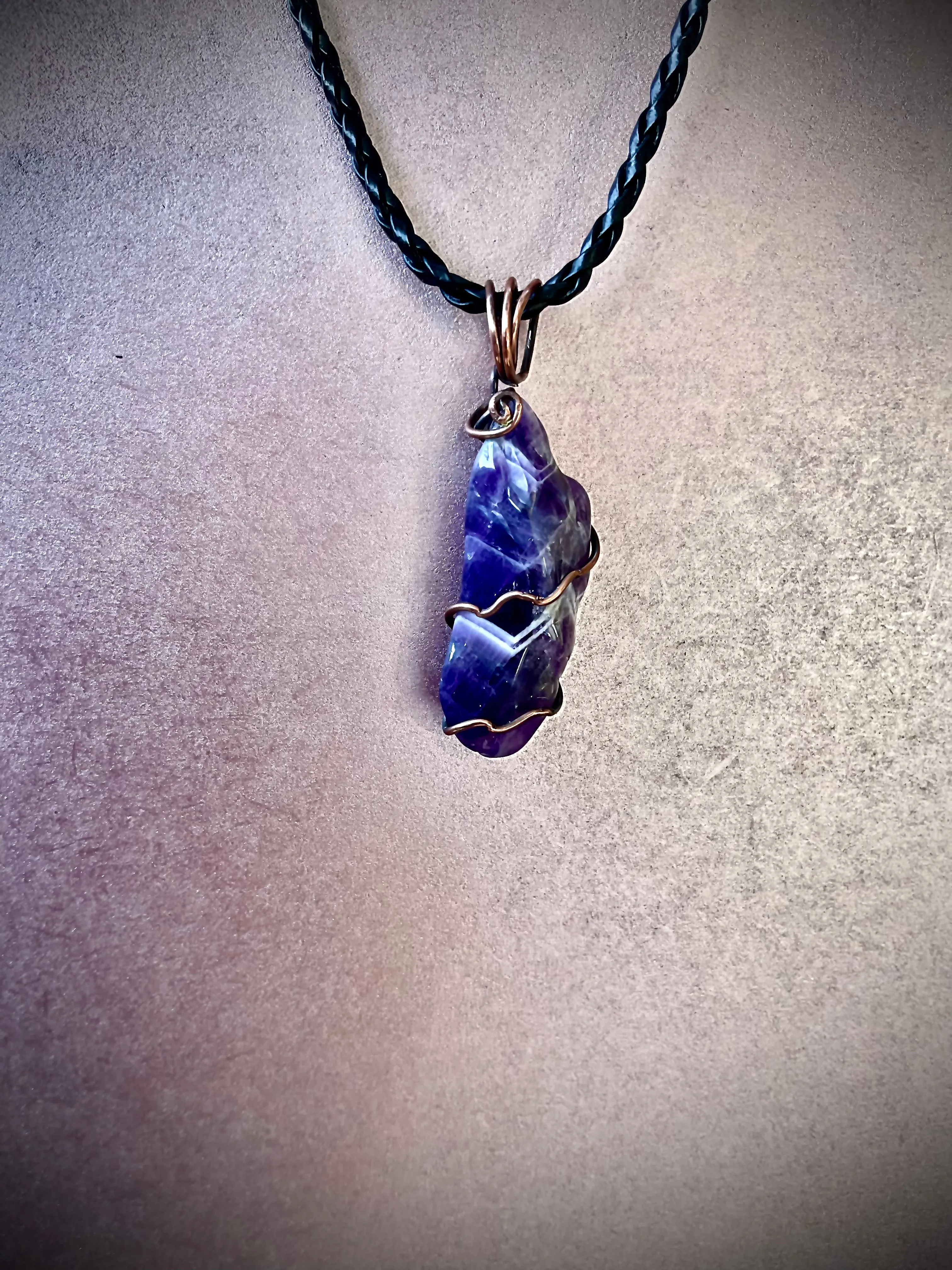 Chevron Amethyst Freeform Pendant