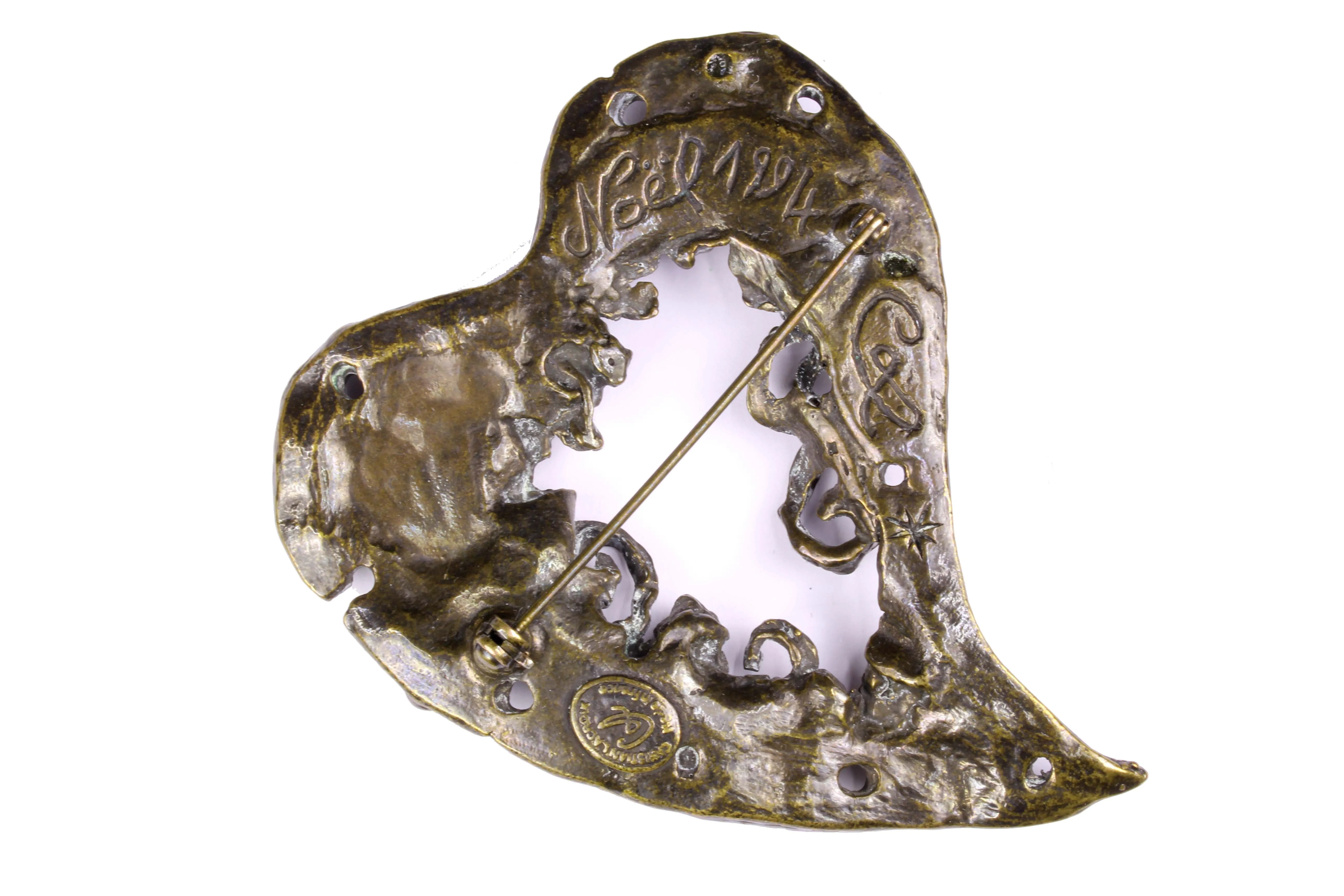 CHRISTIAN LACROIX abstract large heart brooch