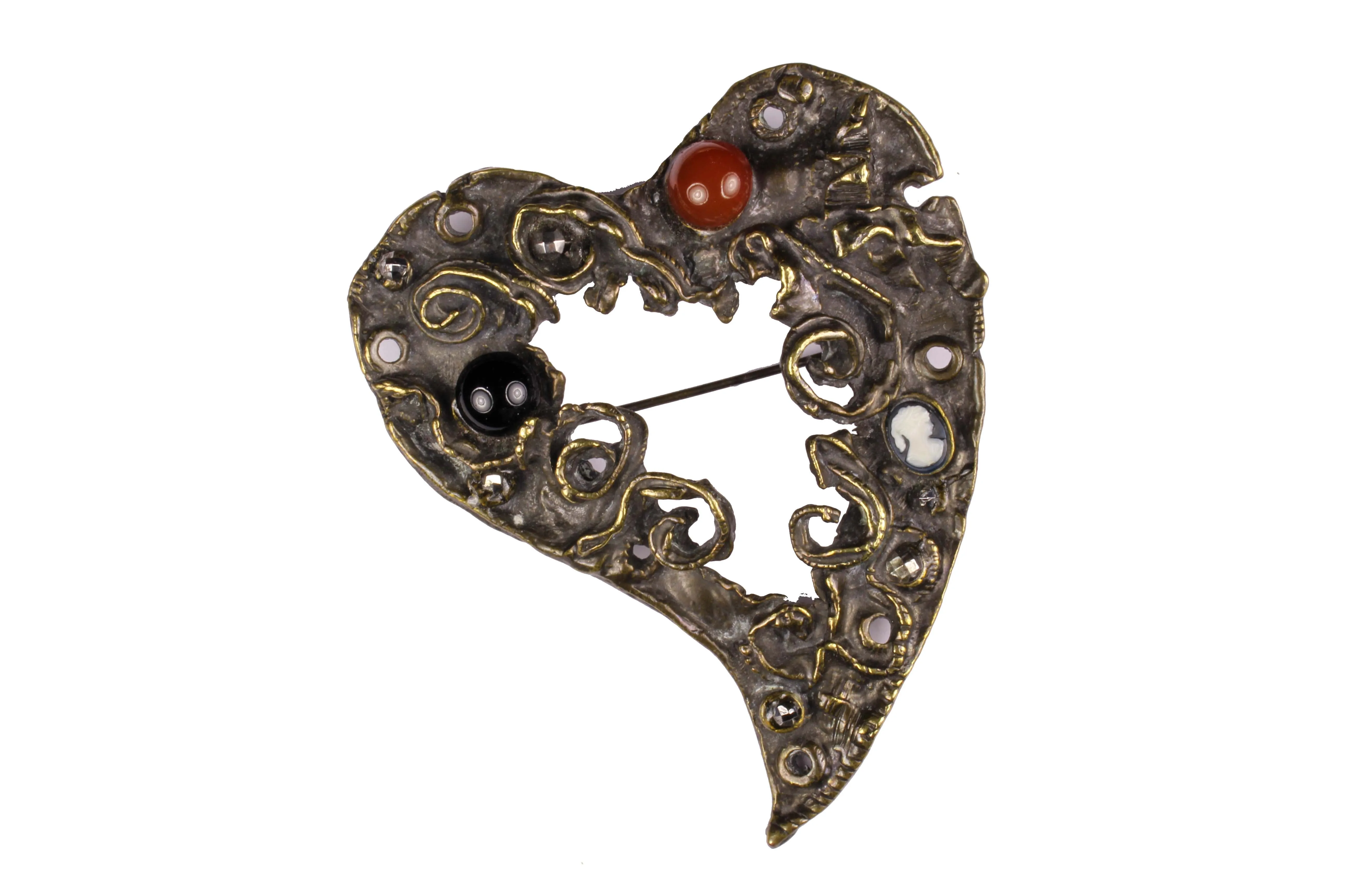 CHRISTIAN LACROIX abstract large heart brooch