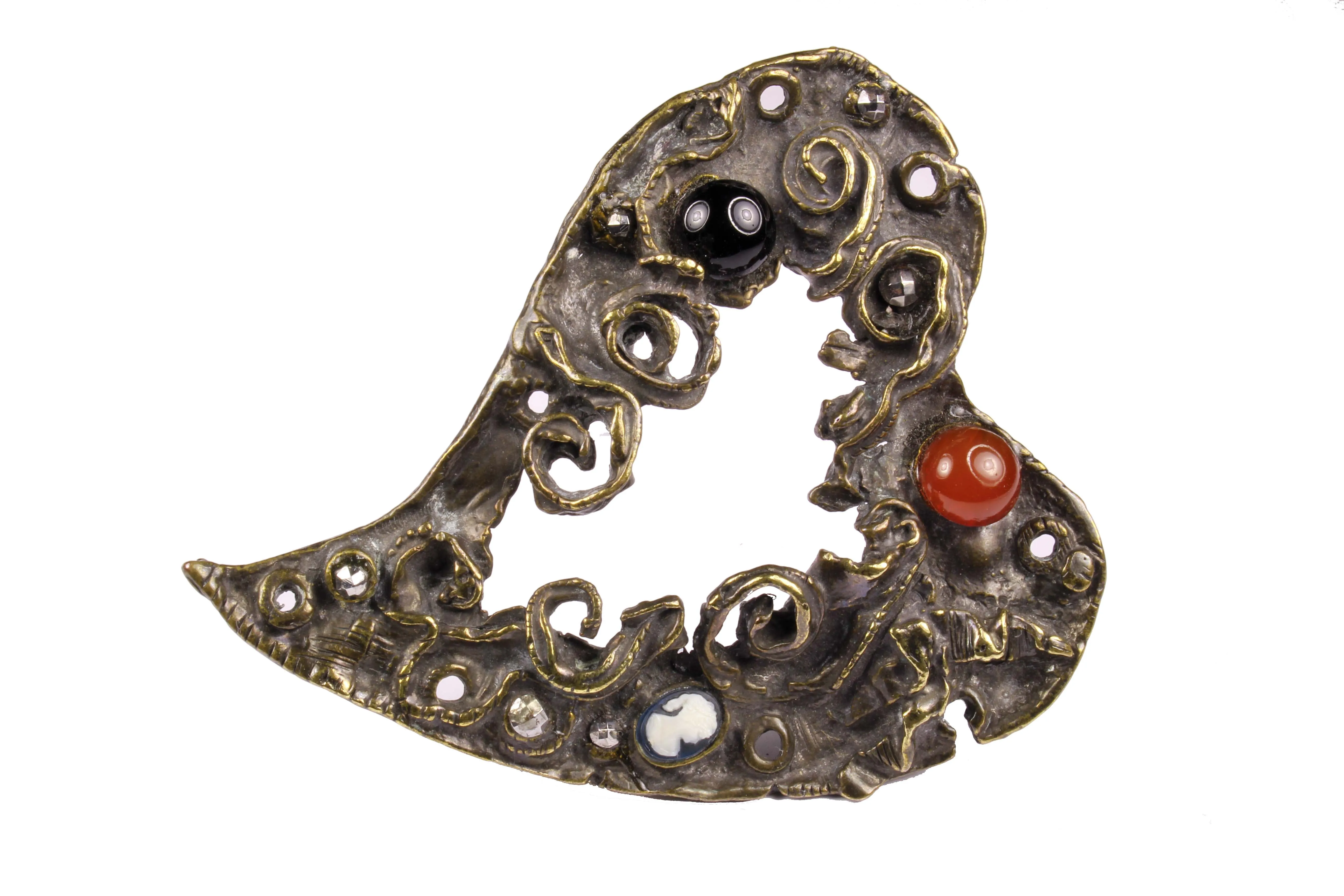 CHRISTIAN LACROIX abstract large heart brooch