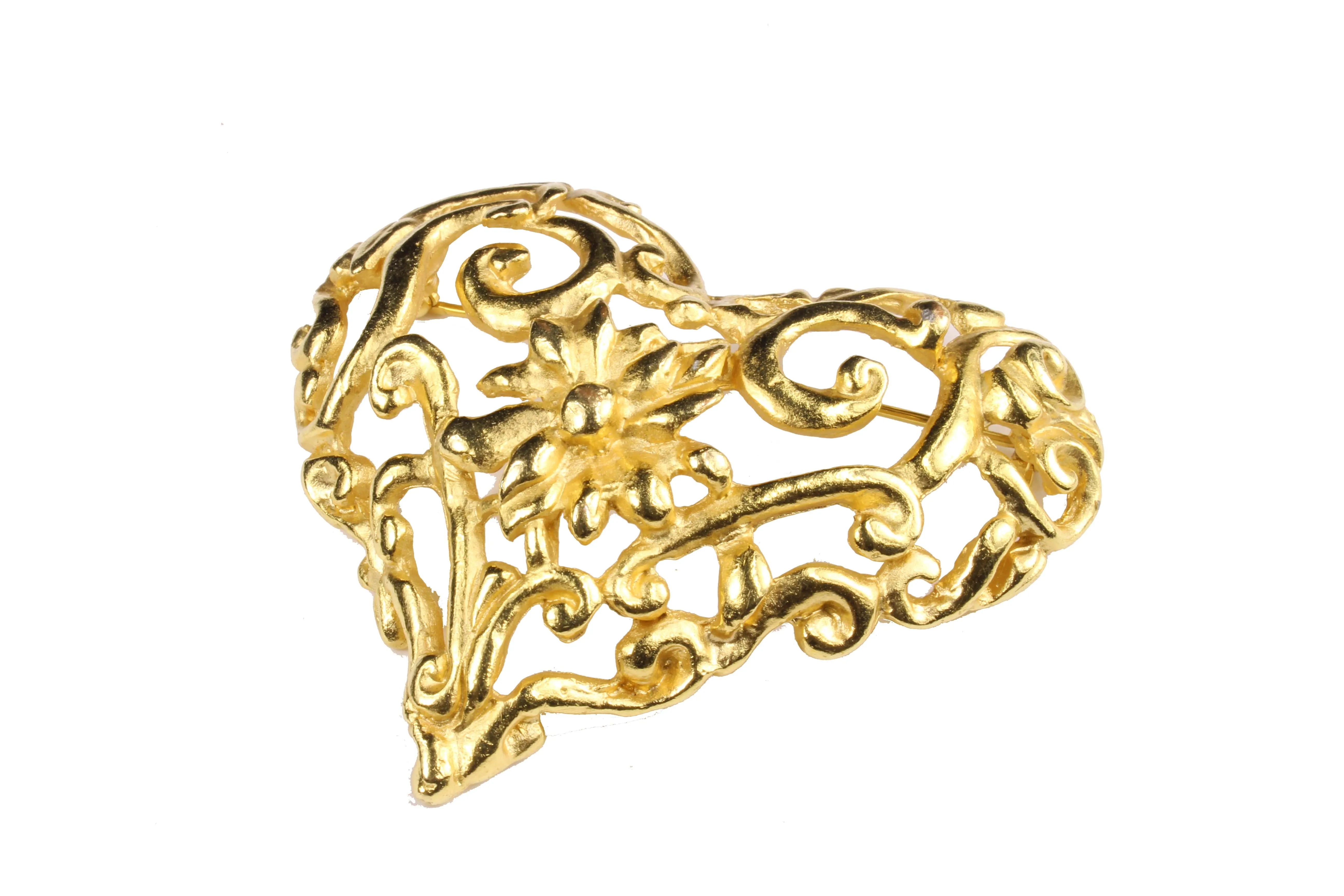 CHRISTIAN LACROIX gold heart brooch