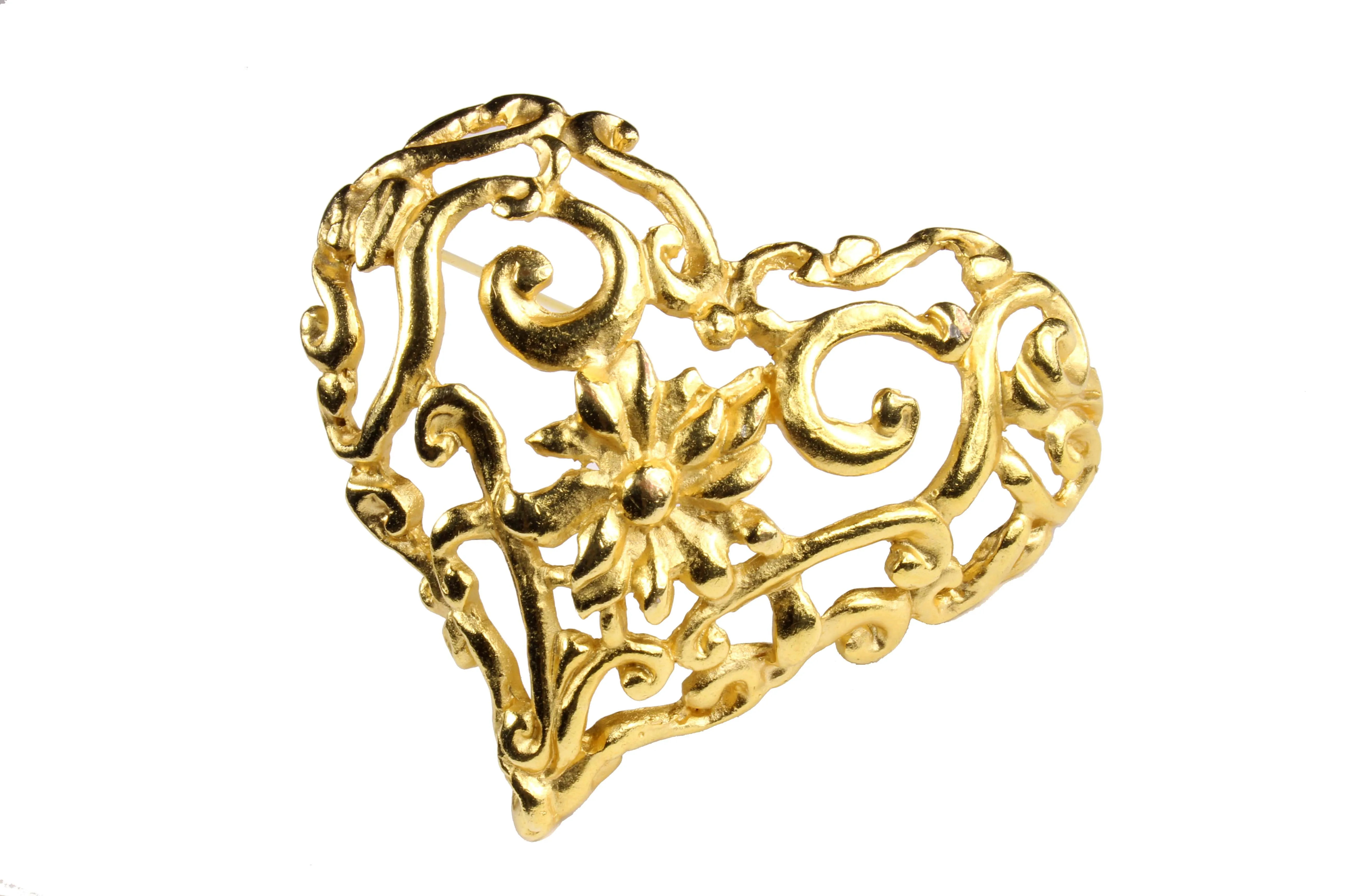 CHRISTIAN LACROIX gold heart brooch