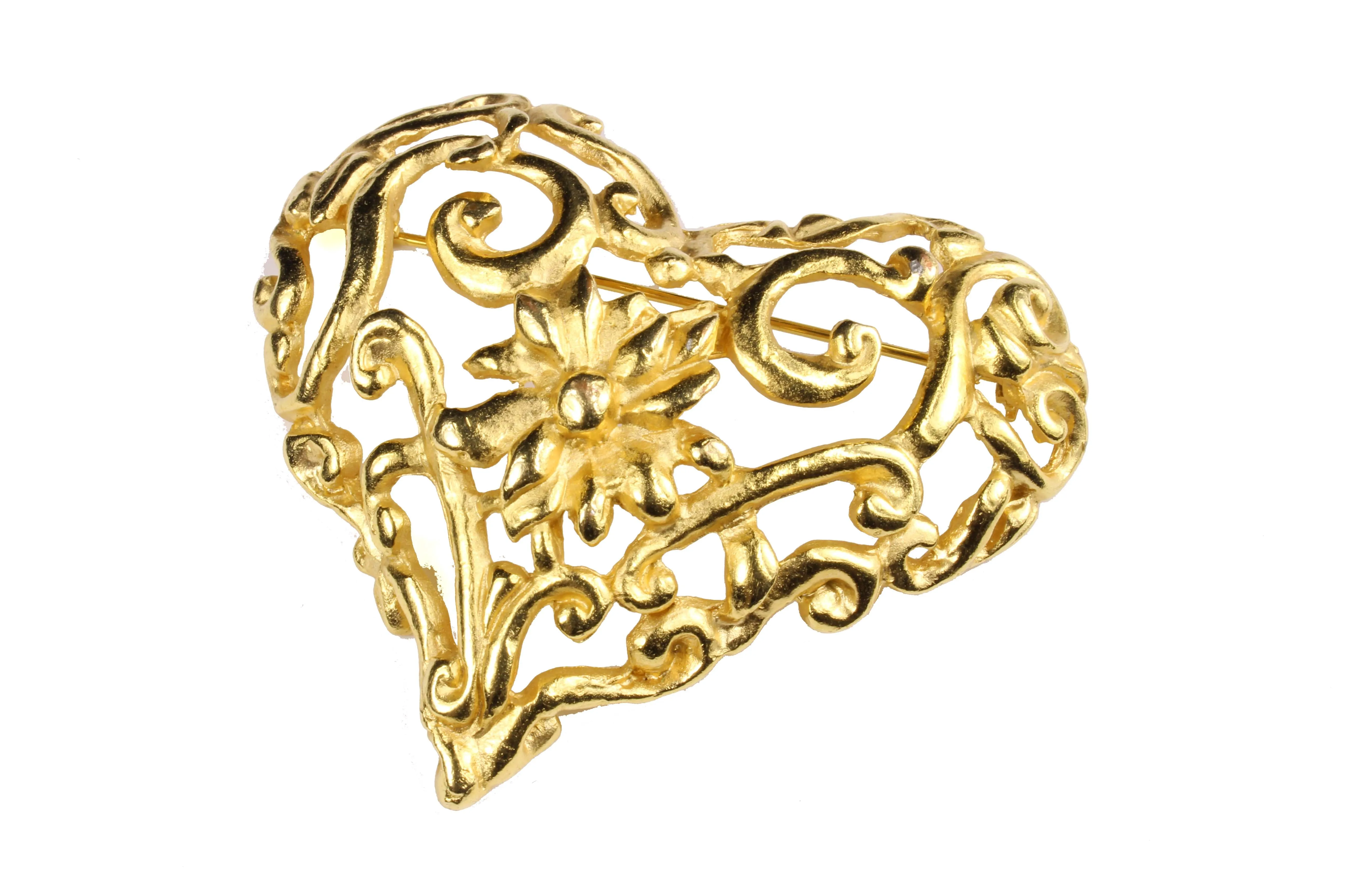 CHRISTIAN LACROIX gold heart brooch