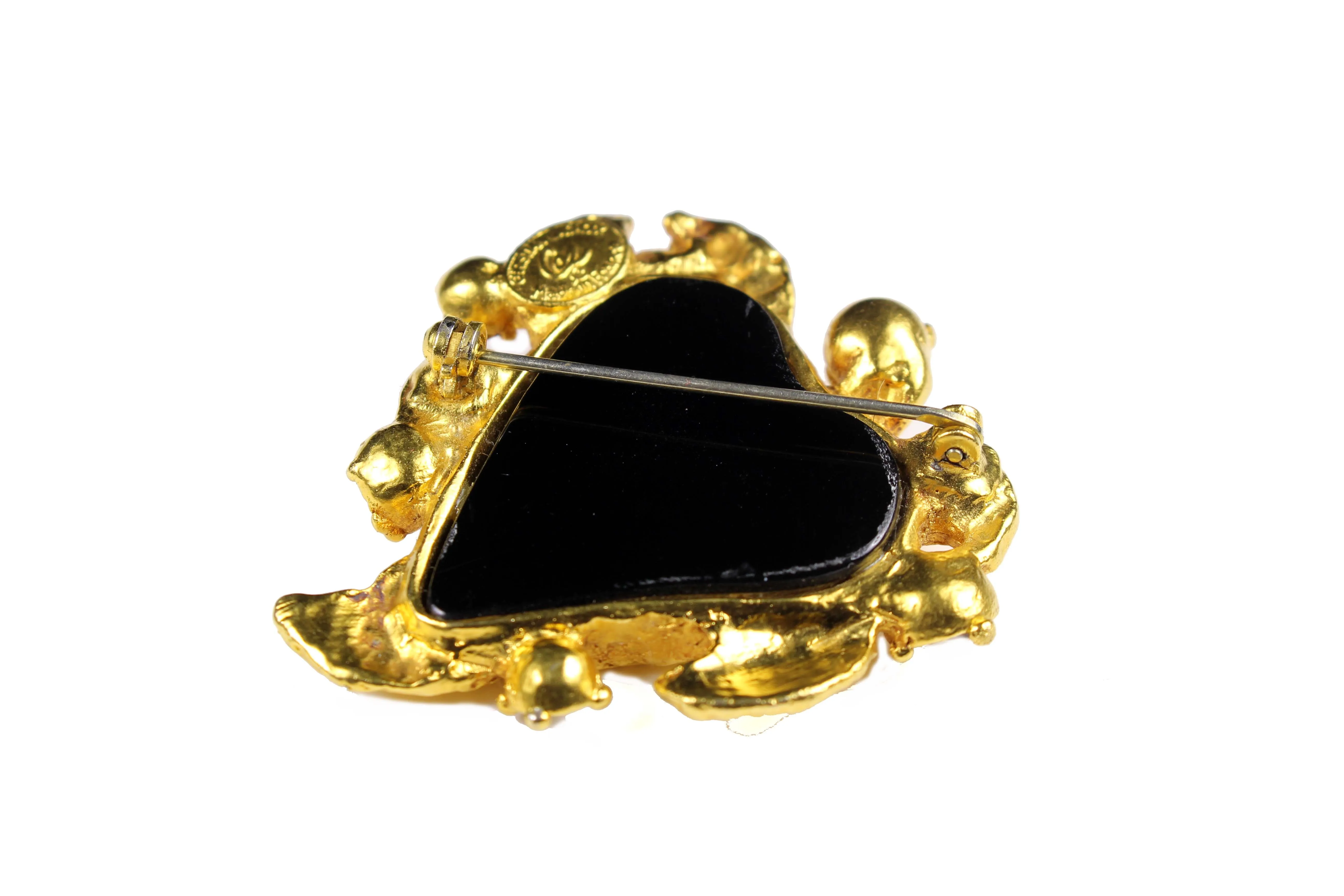 CHRISTIAN LACROIX leopard print heart brooch