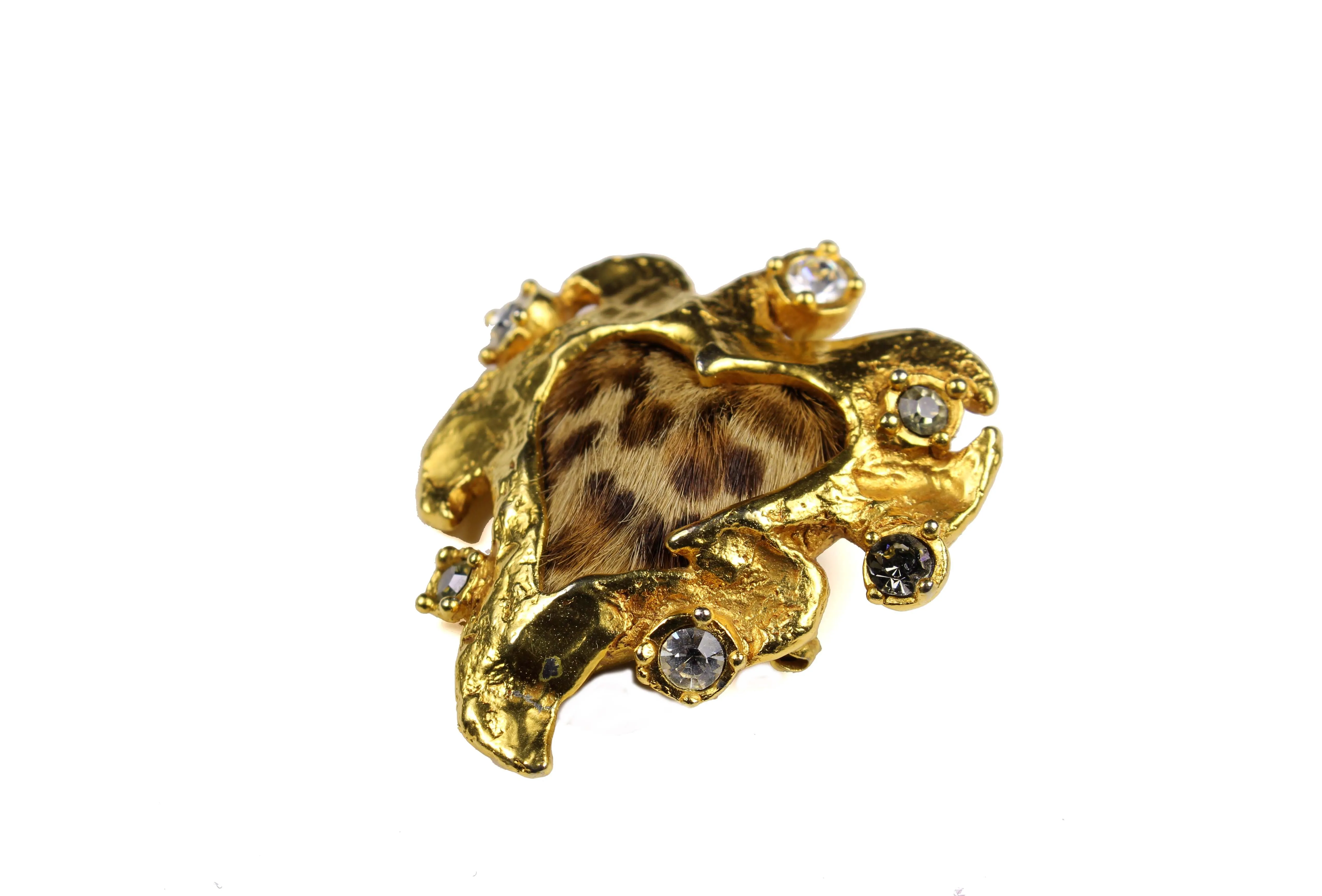 CHRISTIAN LACROIX leopard print heart brooch