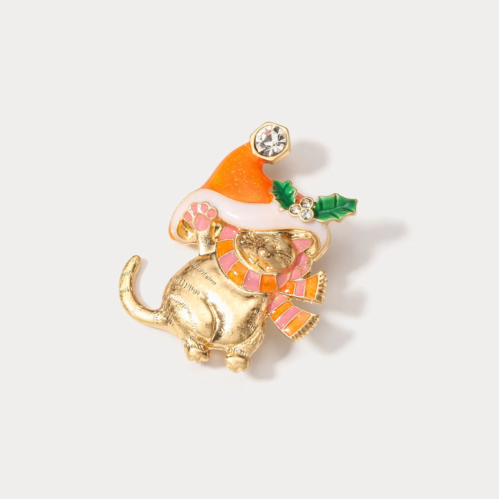 Christmas Hat Kitty  Brooch