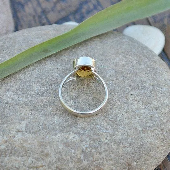 Citrine Gemstone Ring - 925 Sterling Silver Ring, Nickel Free Ring, Silver Ring, September Birthstone Ring, Oval Cut Ring