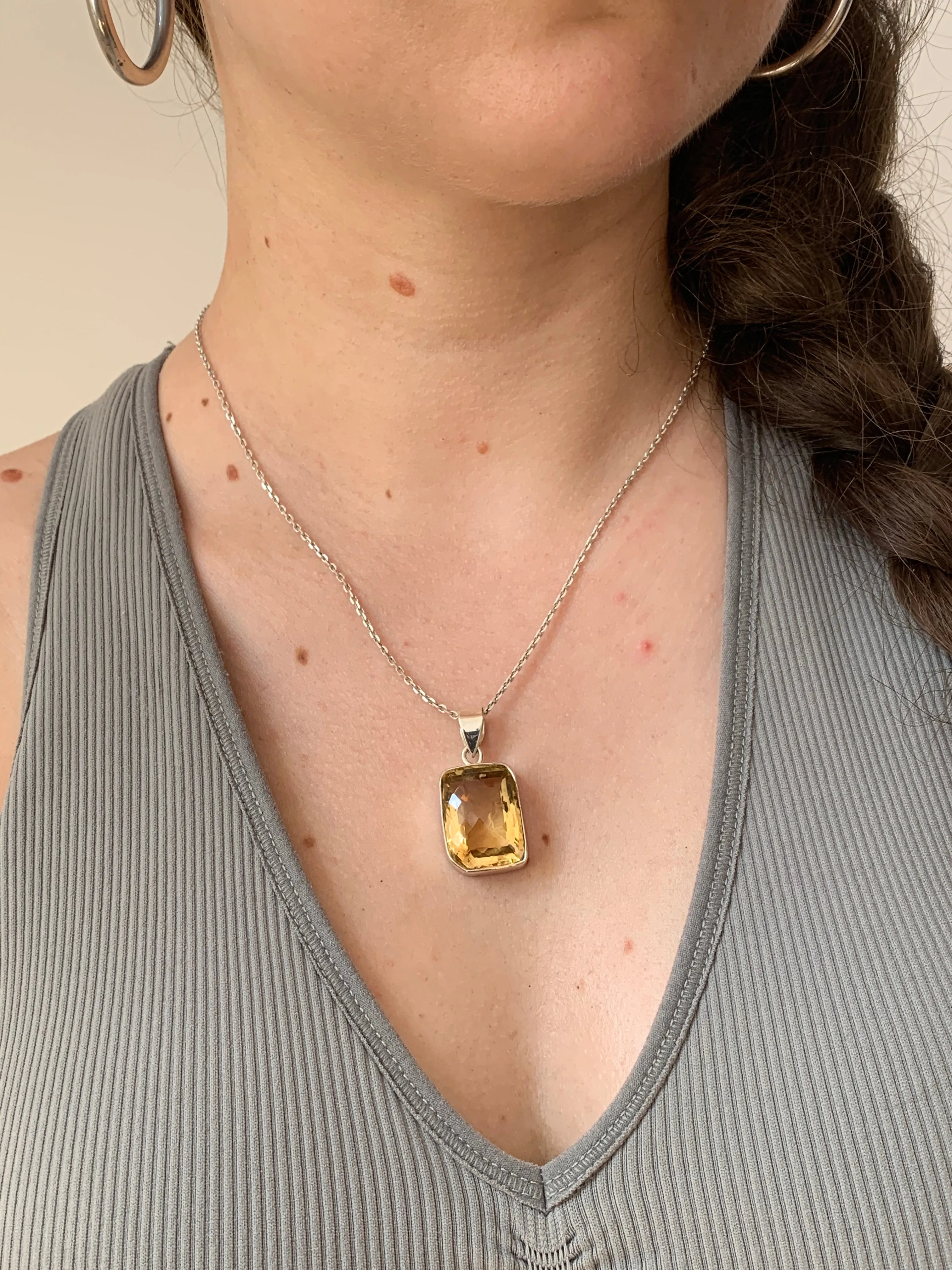 Citrine Naevia Pendant - Square