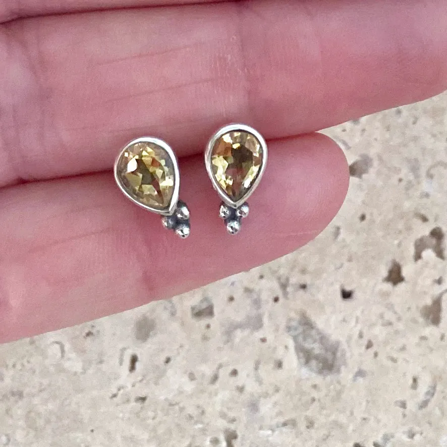 Citrine Teardrop Stud Earrings - Lola