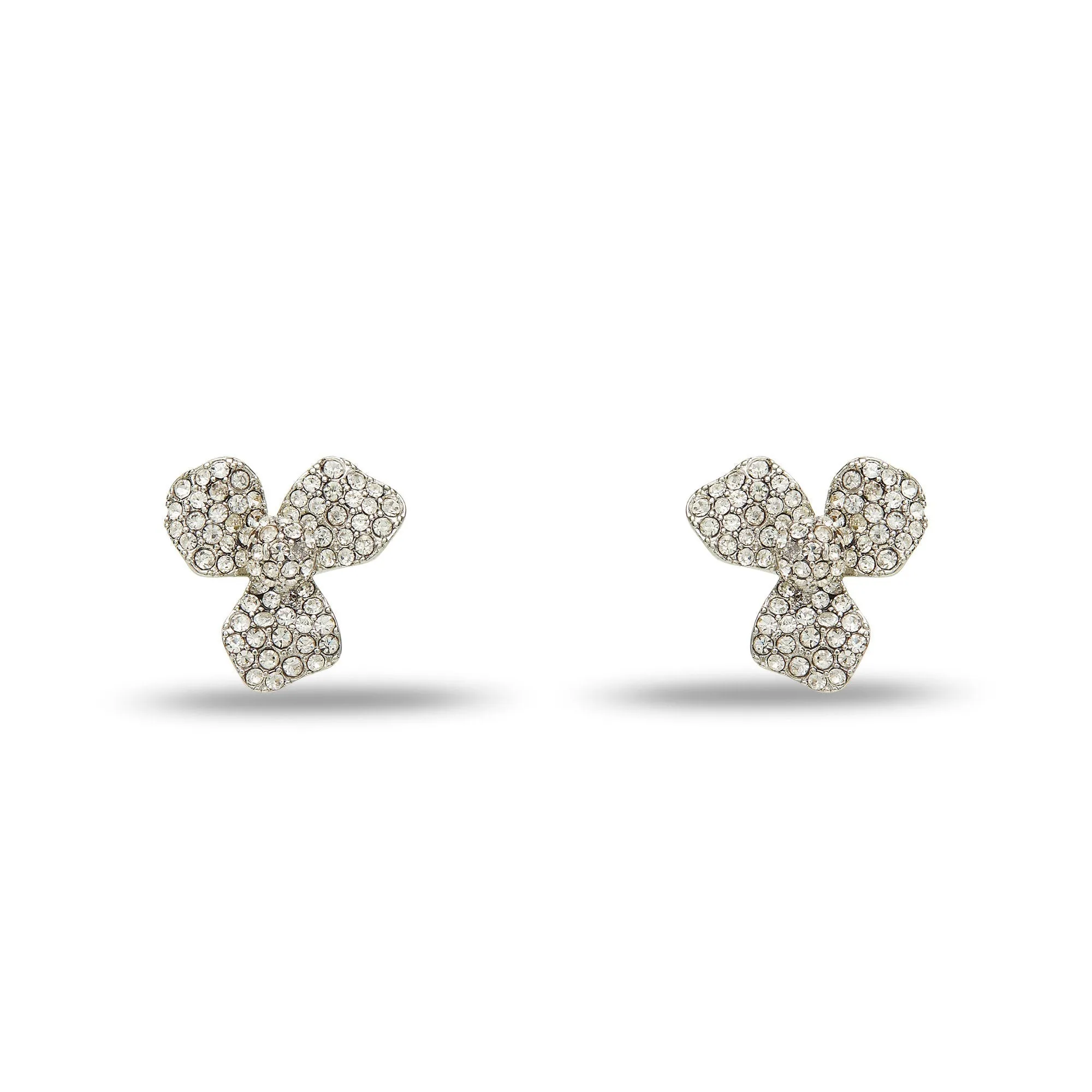 CRYSTAL PAVE TRILLIUM STUD EARRINGS