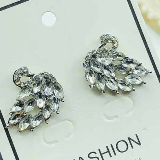 Crystal Swan Stud Earrings