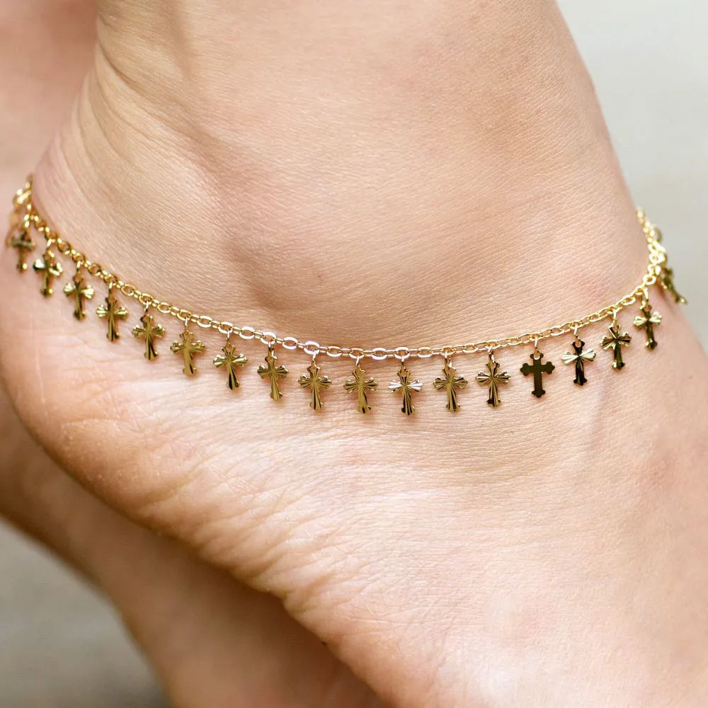 Dangling Crosses Anklet