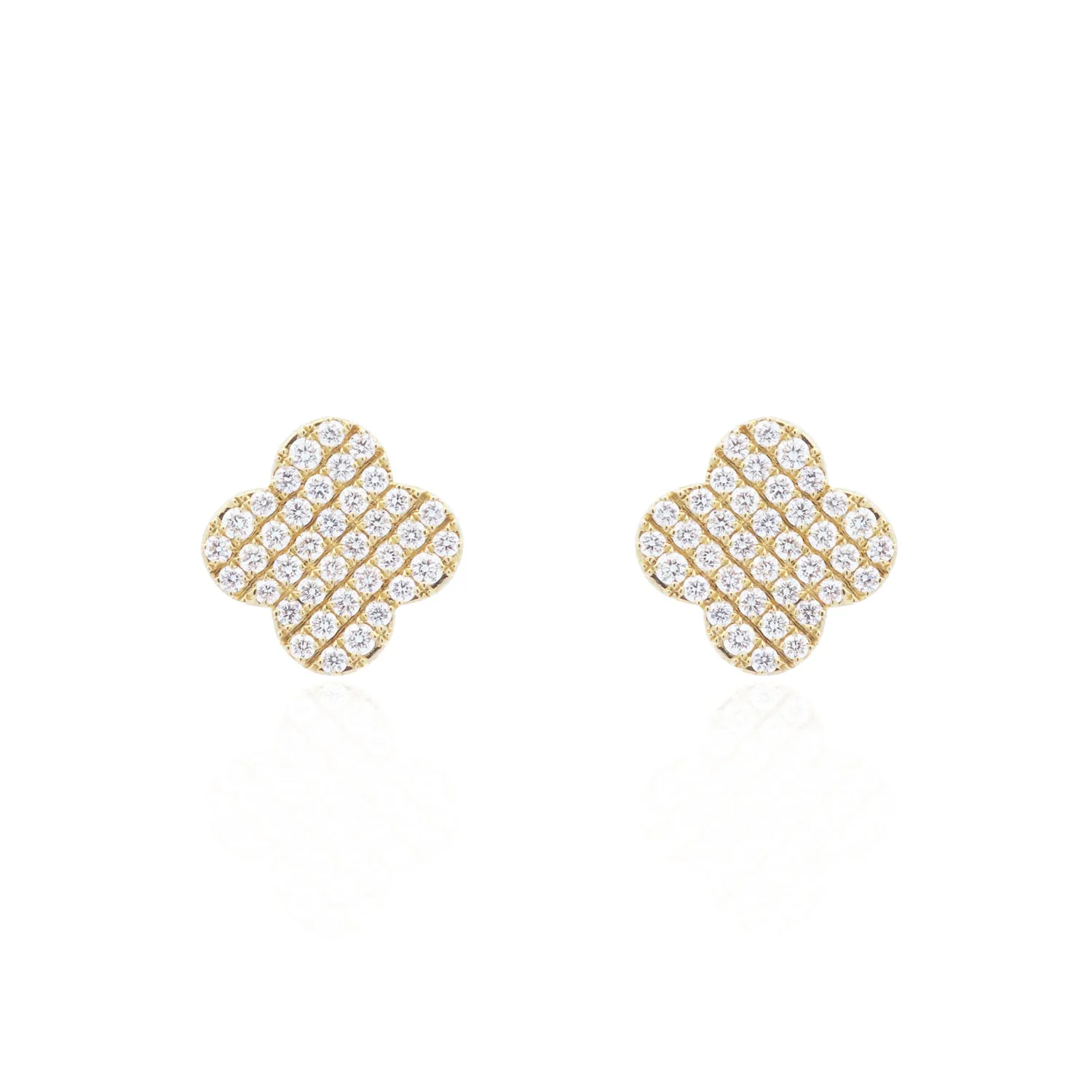 Diamond Clover Stud Earrings