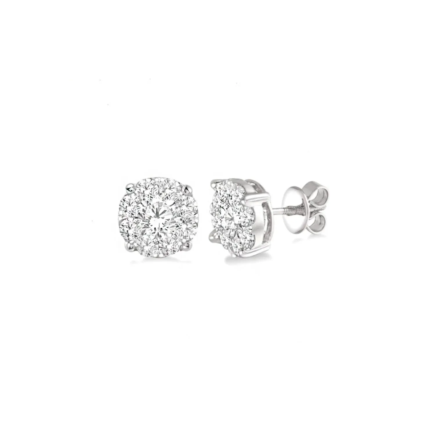 Diamond Cluster Stud Earrings