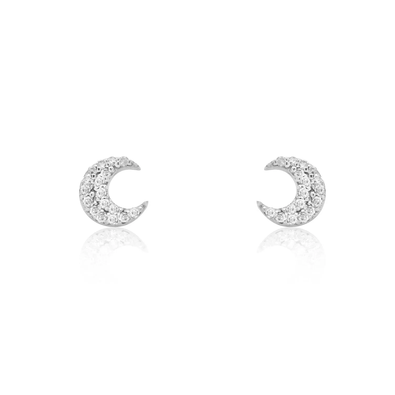 Diamond Moon Stud Earrings