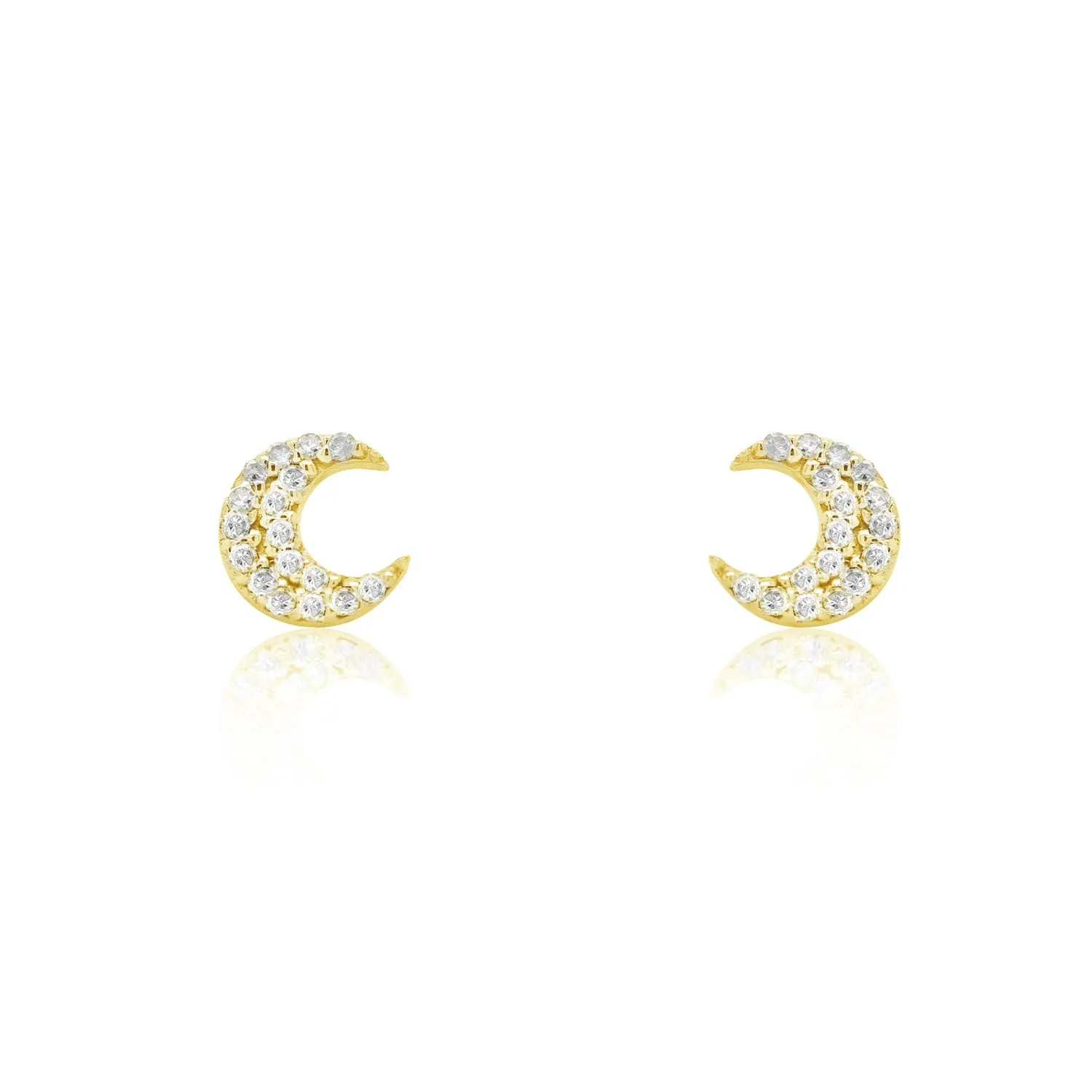 Diamond Moon Stud Earrings