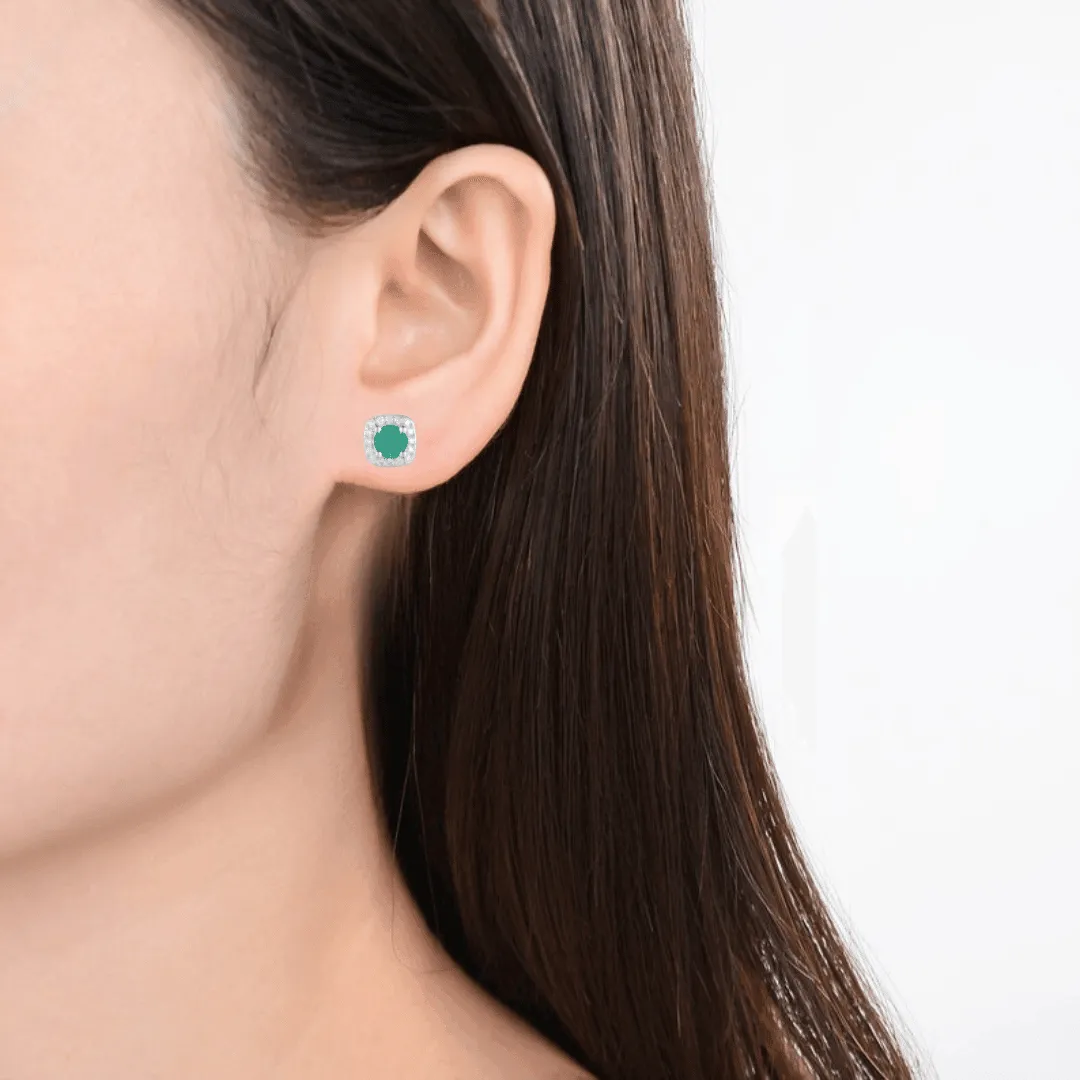 Emerald Halo Earrings