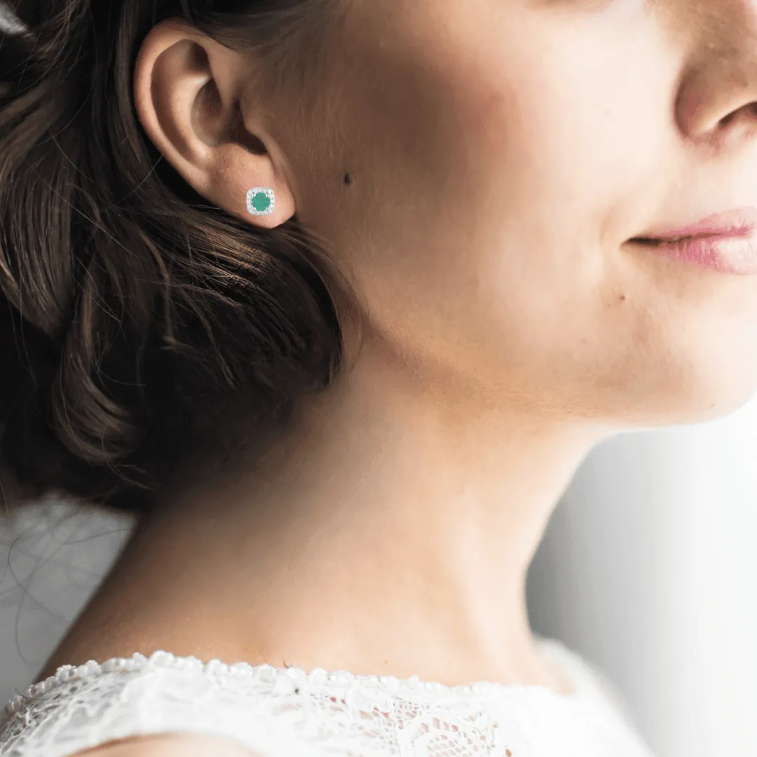 Emerald Halo Earrings