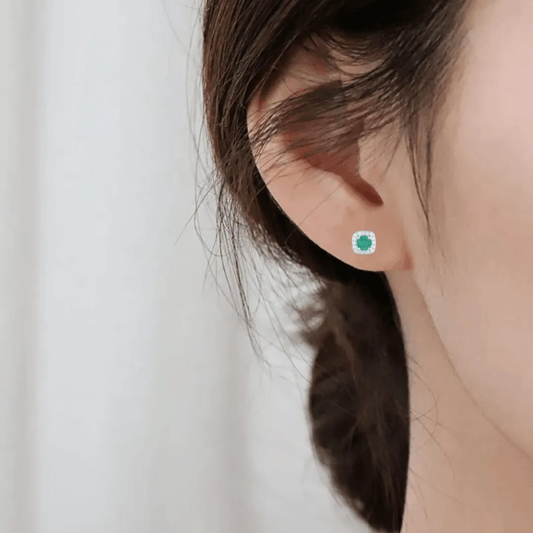 Emerald Halo Earrings