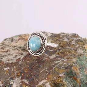 Genuine Larimar Ring,925 Sterling Silver Ring,Gemstone Ring,Larimar Ring,Larimar Boho Ring,Handmade Ring