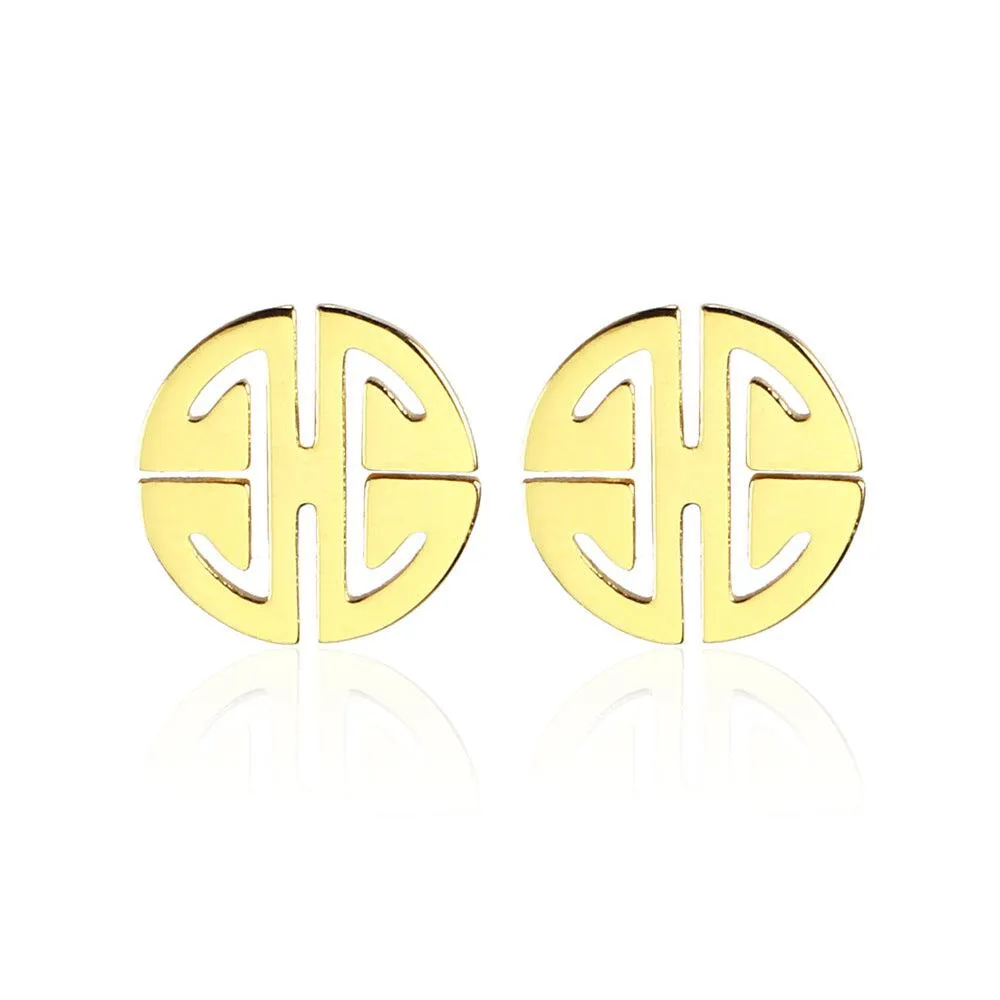 Gold Circle Stud Earrings