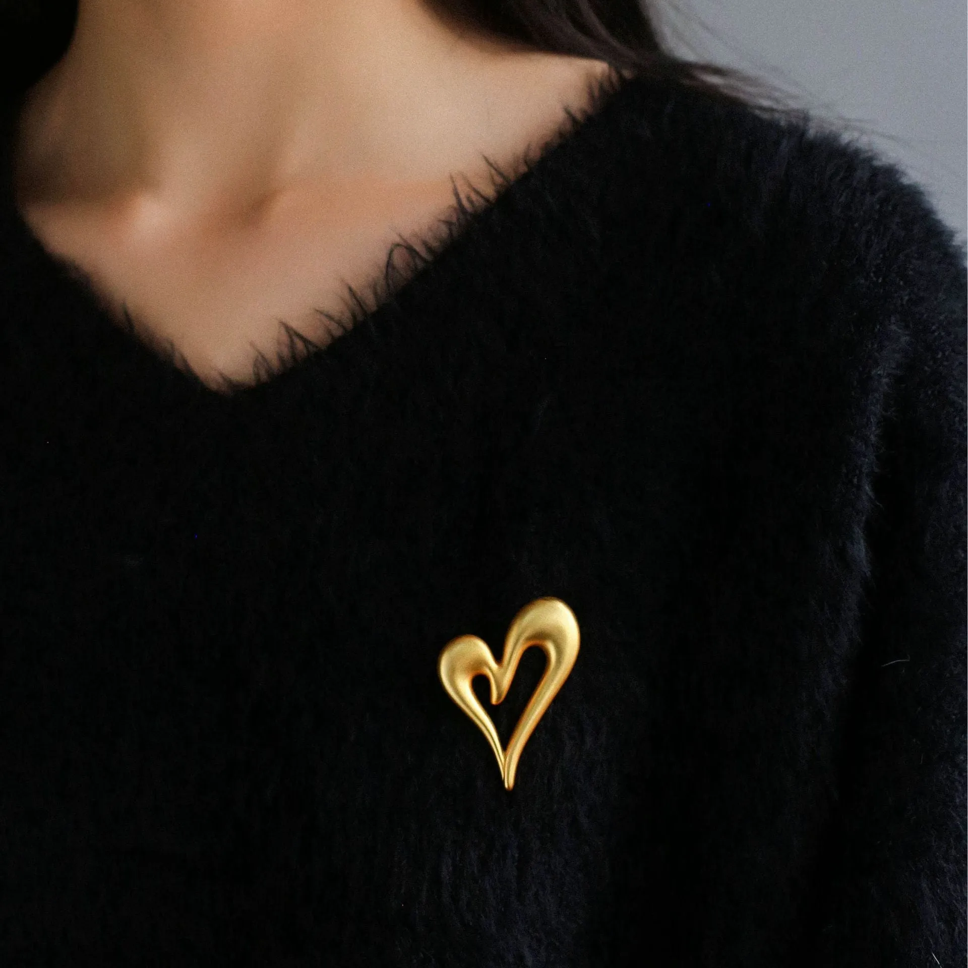 Gold Heart Shape Brooch