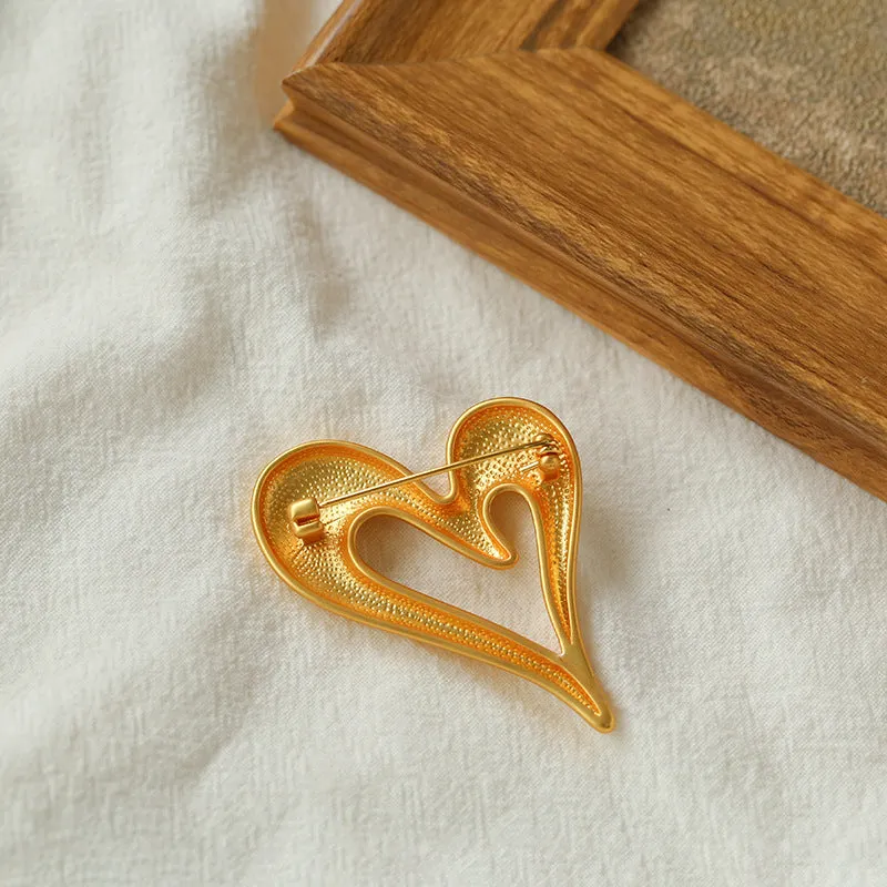 Gold Heart Shape Brooch