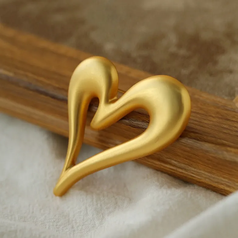 Gold Heart Shape Brooch